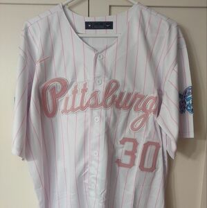 Paul Skenes Pittsburgh Pirates PINK Pinstripe Stitched Jersey